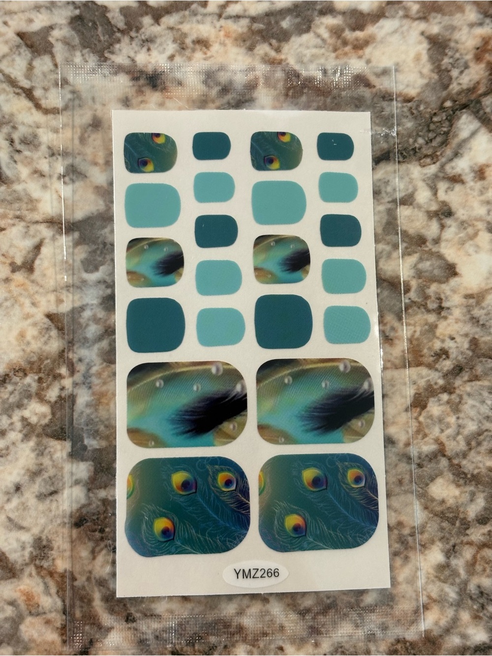 Peacock Feather Toe Nail Wraps - Teal & Aqua